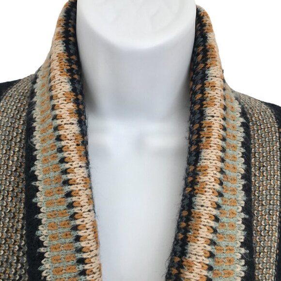 CJ Banks Large Open Front Long Line Cardigan Knit Sweater Drape Blue Stripe Boho - Picture 4 of 10